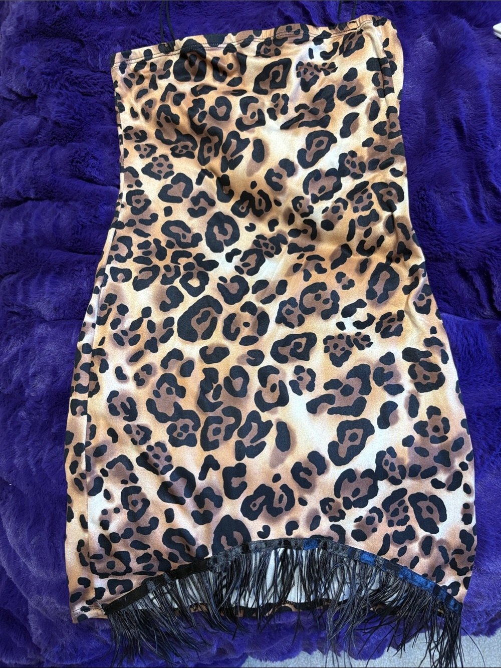 BETTER BE Leopard Print Fringe Mini Dress